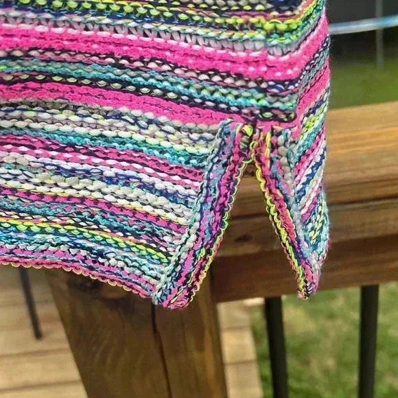 St. John Multi color knit stripe sleeveless sweater top XL - Picture 4 of 6